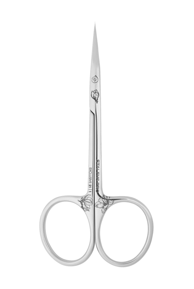 Staleks Exclusive 21 Type 1 Hook-shaped blade Cuticle Scissors (Magnolia) – Enhanced Visibility, Medium Handles - BeesActive Australia
