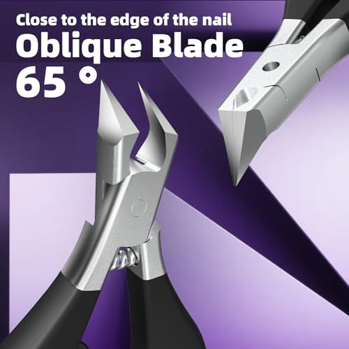 Nail Clippers for Thick Toenails & Fingernails – Straight Edge Stainless Steel Cutter with Safety Lock, Ergonomic Grip – Professional Ingrown Nail Trimmer for Men & Women Straight Blade