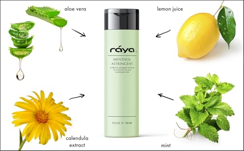 RAYA Menthol Astringent Facial Toner, 8 oz (203) | for Combination and Oily-Looking Skin | Helps Tone, Refresh, Refine and Maintain a Balanced-Looking Complexion 6 Fl Oz (Pack of 1)