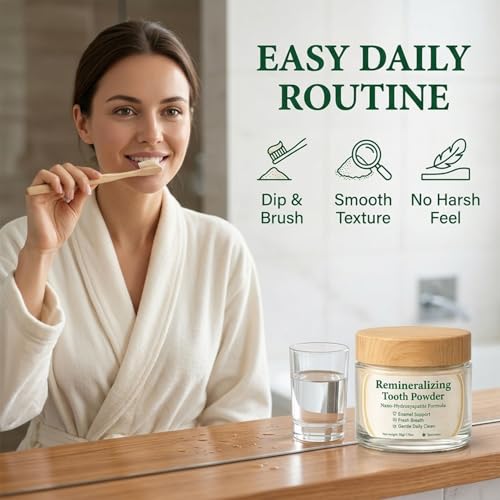 Remineralize Tooth Powder - Oral Care Remineralizing Tooth Powder with Hydroxyapatite, Tooth Whitening Powder Fluoride-Free for Gentle Clean, Fresh Breath & Enamel Care, Mint Flavor 1