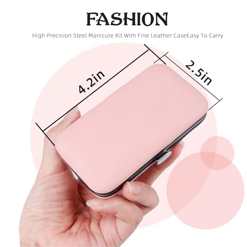 Manicure Set 8 in 1 Nail Clipper Set,RedFlow Nail Clippers,Fingernail & Toenail Clippers,Manicure Tools,Pedicure Tools,Suitable for Travel Manicure Kit,Nail Set Kit with Everything Profe (Pink) Pink