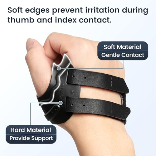 CMC Thumb Support Brace Splint for Osteoarthritis - Dual Density Support, with Firm Wrist Strap for CMC Joint Stabilization, Pain Relief for Women and Men (Left Hand, Black, L) Left Hand-Black Large