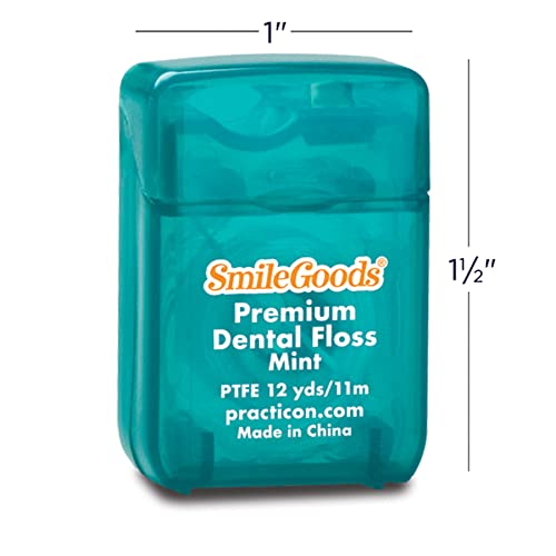 SmileGoods Premium PTFE Dental Floss, 12 yds, Mint, Bulk Pack of 72 Mint Flavored