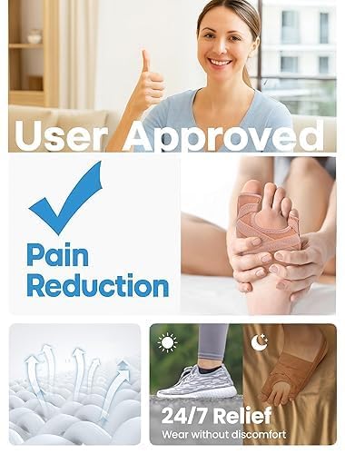 Bunion Corrector for Women & Men, Breathable Toe Straightener for the Thumb and Little Toe, Comfortable & Adjustable for Day/Night Use, Bunion Relief Splint(1 Pair) Beige Small - BeesActive Australia