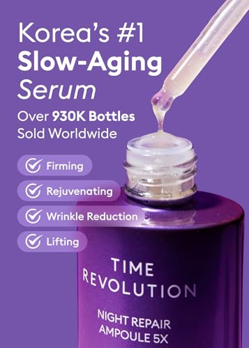 MISSHA Time Revolution Night Repair Face Serum 5X 1.69 oz, Korean Skin Care 1.69 Fl Oz (Pack of 1) Night Repair Ampoule 5X