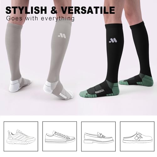 Compression Socks for Women and Men,15-20 mmHg Support(3 Pairs) Medium A02-3black