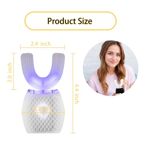 Automatic Toothbrush for Adult Soft Bristles Timer Washable Travel White
