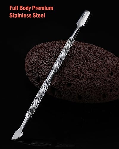 BEZOX Cuticle Pusher - Stainless Steel Cuticle Stick & UV Gel Nail Polish Remover Tool - Professional Double-Ended Cuticle Trimmer Manicure Tool for Healthy and Beautiful Nails