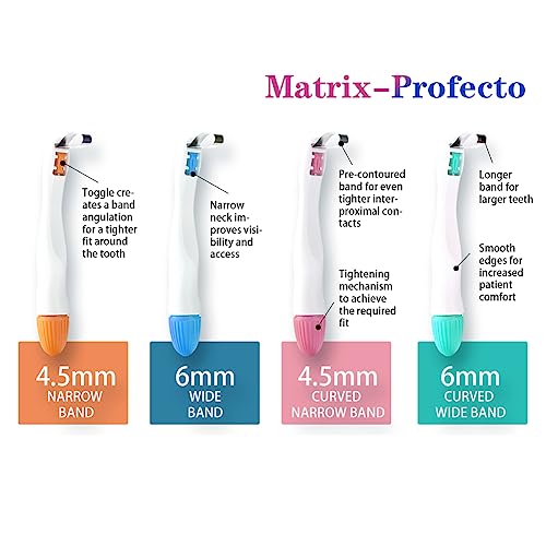Dental Matrix Bands 4.5/6MM Proformed Matrix System Standard/Curved Disposable Matrices Adjustable Metal Matrix Ring (4.5MM Curved 50PCS) 4.5MM Curved 50PCS