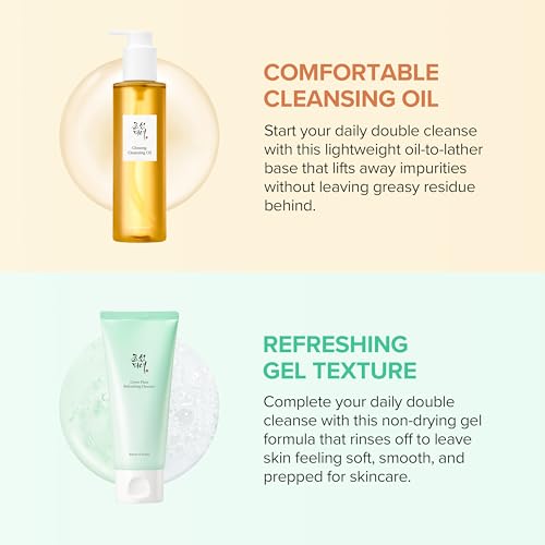 Beauty of Joseon Double Cleansing Duo With Glass Skin Moisturizer Gift | Daily Korean Skincare Face Cleansers for All Skin Types, Gentle Gel Cleanser and Lightweight Cleansing Oil 210 ml, 100 ml Double Cleansing Set (14.4 Ounce)