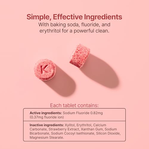 Mint Strawberry Toothpaste Tablets with Fluoride Bundle - for Adults, Toddlers, and Kids Toothpaste Teeth Whitening Travel Sensitive SLS Free - 2 Bottles, 180 Tablets Total