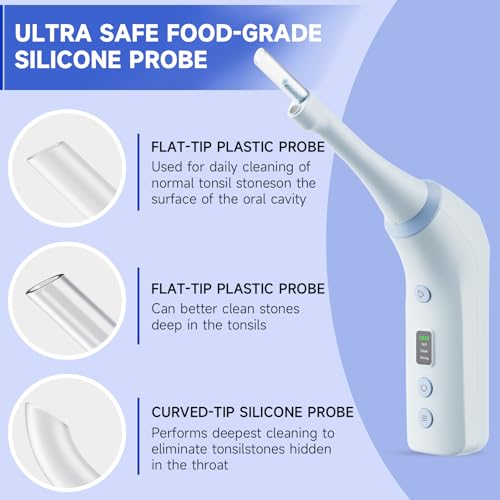 Electronic Tonsil Stone Remover with Camera, Tonsil Stone Removal Kit, 3 Suction Levels, Tonsil Stone Vacuum, Oral Care for Mouth Health, USB Rechargeable(Blue)