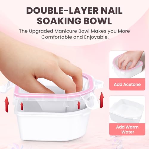 Hand Toe Nail Soaking Bowl: 12PCS Large Size Hand & Foot Nail Soak Off Bowl Pink,Pink
