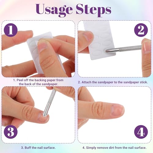 TIESOME Cuticle Pusher with 2 Ends, 1 Pcs Pre-Treatment Cuticle Pusher with 5 Sandpaper Sheets, Russian Prep Nail Art Dead Skin Removing Manicure Tool for Manicure Pedicure Nail Art (Silver) Silver