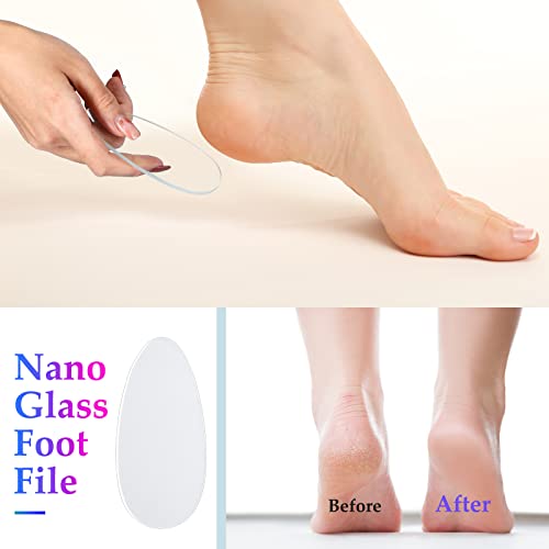 Zhehao 6 Pcs Glass Nail File and Nail Shiner Set Manicure, Rose Red