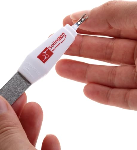 Solingen Sapphire Nail File & Cuticle Trimmer – Dual-Sided Professional Nail File for Fingernails & Toenails – Durable German Steel 2-in-1 Manicure Tool (Large Size)