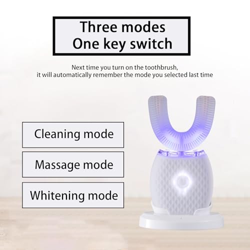 Adult Automatic Ultrasonic Toothbrush Waterproof Timer Travel White
