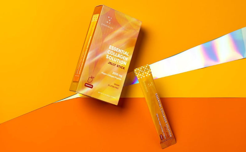 EVERYDAZE Essential Collagen Solution Jelly Stick | Plant-Based | Mango | 10 Packs | Vitamins, Minerals, Antioxidants for Men & Women