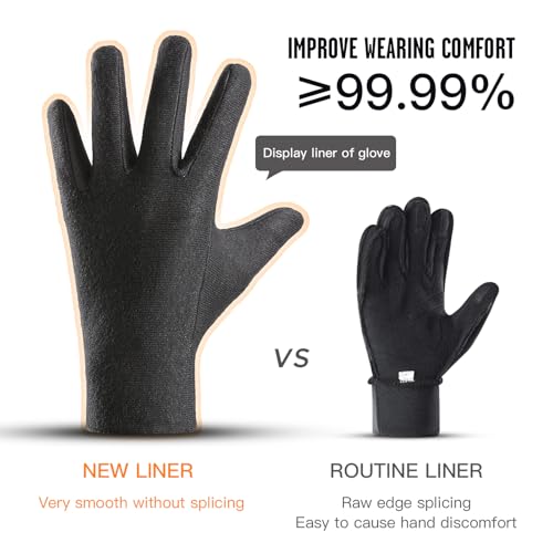 FOXLVDA 10°F Waterproof Winter Gloves for Men and Women Black Medium