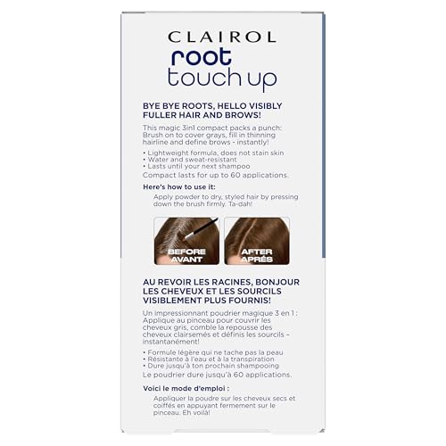 Clairol Root Touch-Up Temporary Concealing Powder, Medium Brown, Pack of 3 0.07 Ounce (Pack of 3)