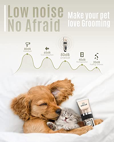 oneisall Low Noise Dog Clippers Grooming Kit for Dogs Cats Pets Gold