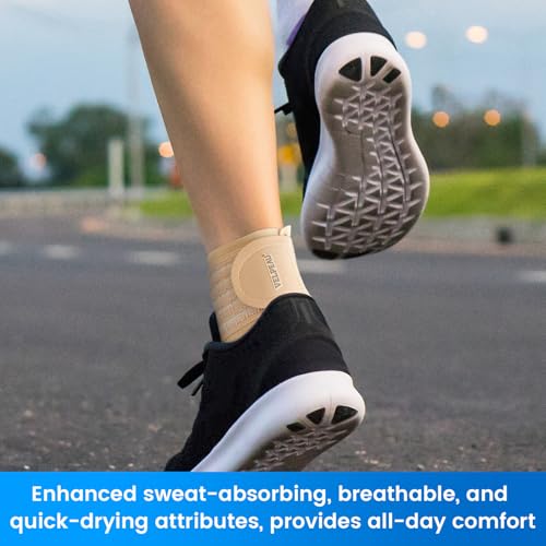 Velpeau Ankle Brace Support for Women Men Ankle Wrap for Pain Relief, M Khaki Medium