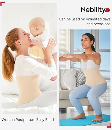 Nebility Women's Waist Trainer Tummy Control Waist Cincher Slim Body Shaper Large Beige Without Hook