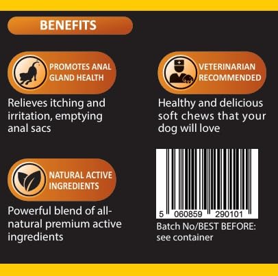 gland treatment for dogs - 60 natural soft chews emptying dog gland sacs – Effective dog gland treatment (Chicken flavour) Chicken flavour