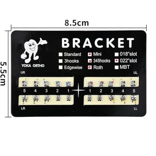 Teeth Orthodontic Brackets, 200-Pack, Mini Roth 022 Slot with Hook on 345, Bondable (roth 022 mini 345) roth 022 mini 345