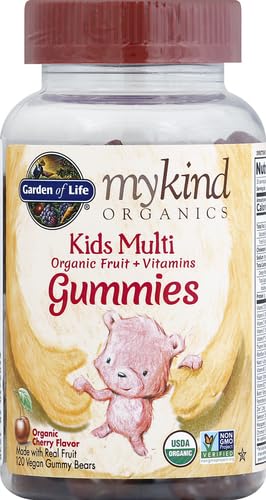 Garden of Life Organics Kids Gummy Vitamins,Certified Organic,Non-GMO & Vegan Complete Children's - B12,C & D3 Gluten,Soy-& Dairy Free Real Fruit Chew Gummies,Multi,Cherry,120 Count (Pack of 2) Cherry 120 Count (Pack of 2)