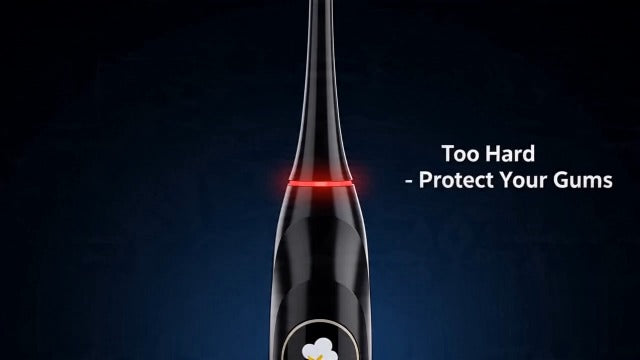 Oralflipp Sonic Electric Toothbrush - Smart LED Display & Visual Pressure Sensor, 40,000 VPM Power Toothbrush with 5 Modes, 6 Brush Heads & Inductive Charging Base, 6 Brush Heads,Black