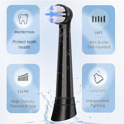 Replacement Heads Compatible with Oral B iO 3 4 5 6 7 8 9 10 Series Electric Toothbrush,Toothbrush Heads Compatible with Braun Oral B iO Replacement Heads with Medium Bristles,Black Black 8 Count (Pack of 1)