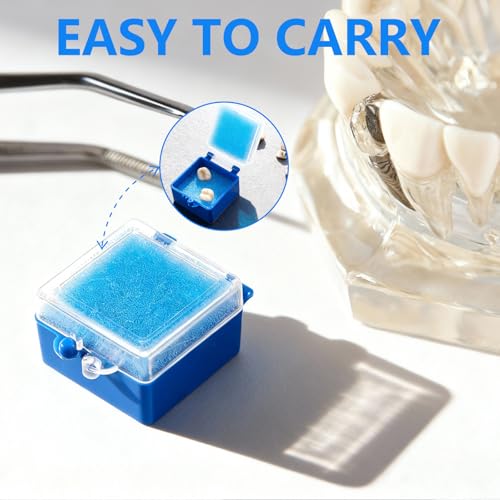 Cinnvoice 100 Count Dental Crown and Bridge Pillow Case with Secure Clasp Transparent Membrane Film Showcase Tooth Box 2" x 2"(Blue,Foam) Blue Foam