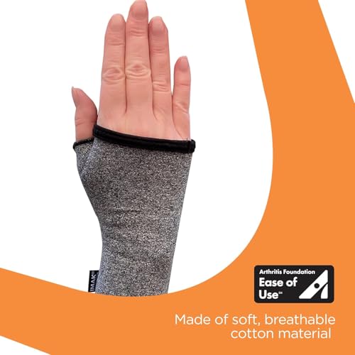 IMAK Brownmed Compression Arthritis Wrist Sleeve - Arthritis Compression Glove - Hand Compression for Carpal Tunnel & Tendonitis - Fingerless Wrist Brace & Support for Working & Gaming - Small