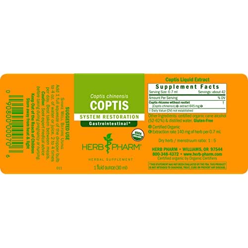 Herb Pharm Coptis Liquid Extract for Digestive Support, 1 Fl oz (Pack of 2) 1 Fl Oz (Pack of 2)