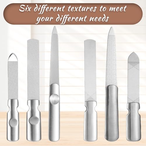 TIESOME 3 Pcs Toe Nail Files for Thick Nails, Stainless Steel Metal Nail File, Double Sided with Anti-Slip Handle, Durable for Thick Toenails & Fingernails, Home or Salon Use