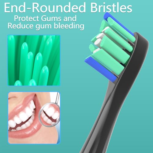 Replacement Heads Compatible with Sonicare Toothbrush, Replacement Brush Head for Philips Sonicare Electric Toothbrush 4100 5100 6100 9900 C2 W3 and More Click-on Handles (8white+8black) White and Black 1 Count (Pack of 16)