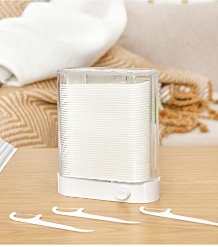 Automatic Pop Up Floss Sticks Holder and 4 Box 0.002in Soft Fine Floss, A Good Waterproof Storage Box for Floss Picks, Flossers for Adults Dispenser for Dining Table, Bathroom and Office 288