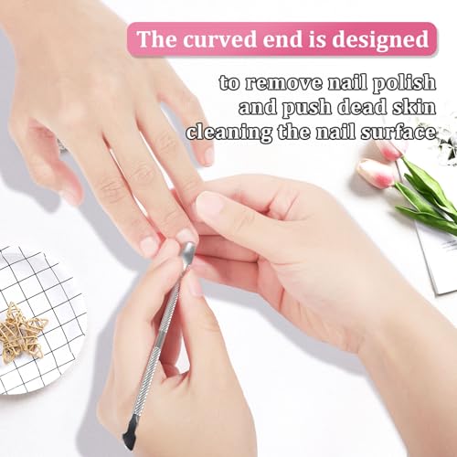 15 Pieces Stainless Steel Cuticle Pusher and Cutter, Double Ended Cuticle Cleaner Remover Metal Manicure Pedicure Nail Tools for Fingernails, Toenails
