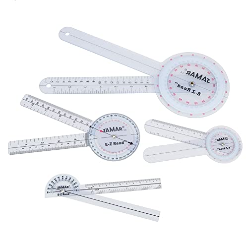 Jamar EZ Read 12.5" (32cm) Goniometer, Easy to Read Manual Range of Motion Measure Tool, Accurate Angle Measuring Device, Transparent Protractor Instrument, Inch & Centimeter Linear Measurement 12-1/2" (32cm)