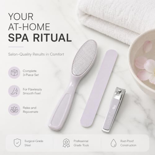 Earth & I - Pink 3-Piece Pedicure Kit: Luxury At-Home Spa Foot Care Set