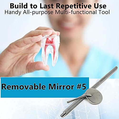 Dental Mouth Teeth Inspection Mirror #5 with Stainless Handle, Cone Socket, Total Length 6.5" 6.5 Inch (Pack of 1)