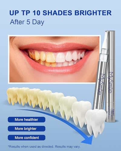 MySmile Teeth Whitening Kit for Sensitive Teeth with LED Light, 3Pcs Teeth Whitening Gel,2Pcs Teeth Whitening Pen,10 Min Non-Sensitive Fast Teeth Whitener, Powerful whitening Formula, Enamel Safe