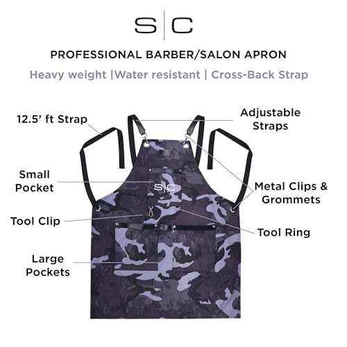 Stylecraft Heavy Weight Waterproof Professional Barber-Salon Apron Black Camo