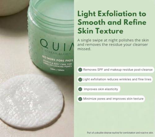 QUIA Korean Anti Aging Toner Pads- Gentle Exfoliating Soothing Formula