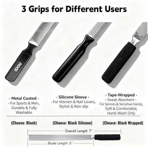 2PCS Heavy Duty Metal Nail File,Coarse File for Hard Thick Toenails-GJ Black Silicone