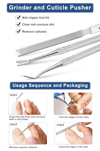 Nail Clippers Toenail Clippers for Seniors Thick Toenails, Heavy-Duty Toenail Clippers, Adult Thick Toenail Long Handle,Aluminum Storage Box (Blue)