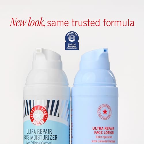 First Aid Beauty - Ultra Repair Face Moisturizer, Soothing Face Colloidal Oatmeal, Non-Comedogenic Formula Helps Soften Skin with Ceramides and Shea Butter New