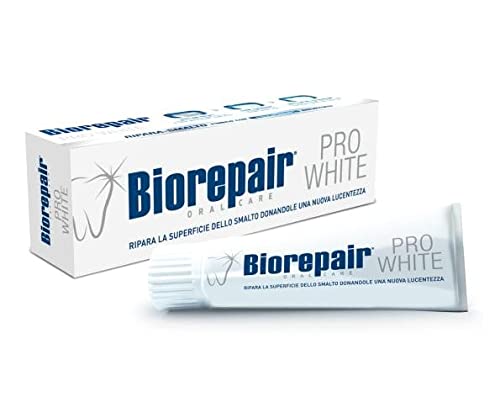 Biorepair: "Pro White" Whitening Toothpaste with microRepair - 2.5 Fluid Ounce (75ml) Tubes (Pack of 4) [ Italian Import ]