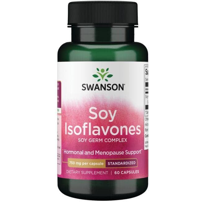 Swanson Soy Isoflavones Bone and Menopause 750 mg, 60 Capsules | Promotes Strong Bones, Cardiovascular Health and Menopause Support, Soy Germ Complex Standardized to Isoflavones